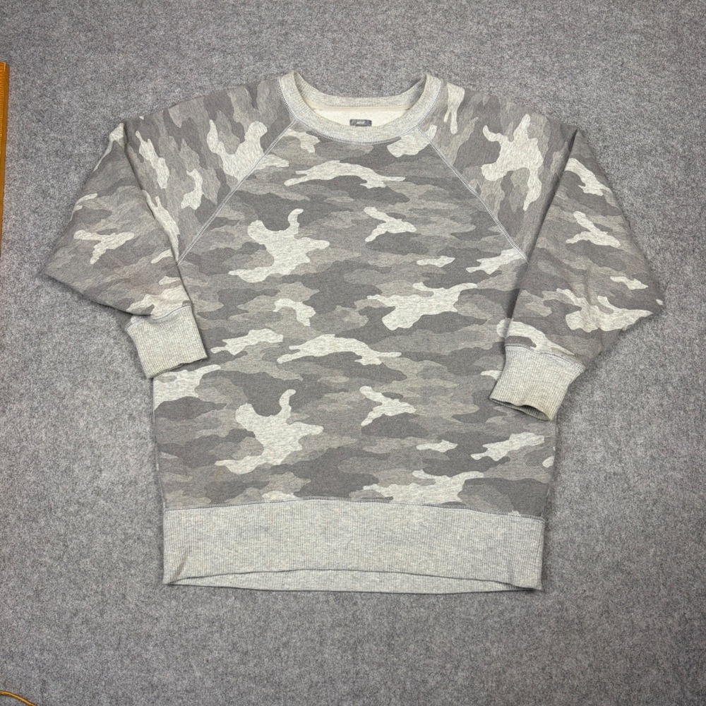 Aerie Gray Camo Crewneck Sweatshirt Womens Medium Raglan Pullover Camouflage
